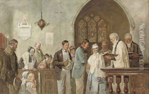 The village wedding Oil Painting - Joseph H. Barnes