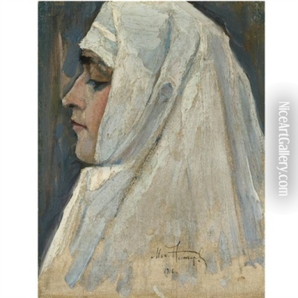 Study For The Novice Nun From Na Rusi Oil Painting - Mikhail Vasilievich Nesterov