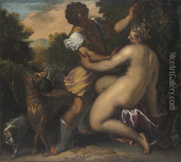 Venus And Adonis Oil Painting - Jacopo Robusti, II Tintoretto