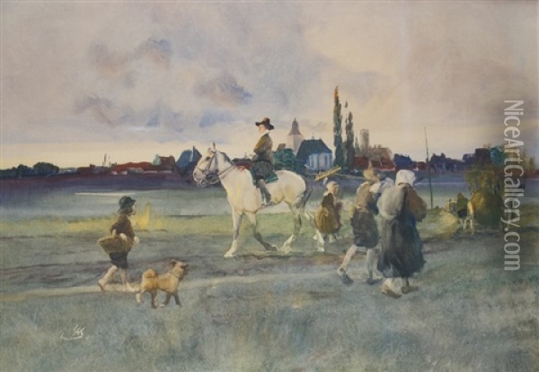 Evening On The Rhine Oil Painting - Wilhelm Schreuer