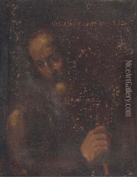 A Male Saint Oil Painting - Jusepe de Ribera