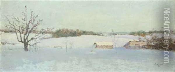 Winter Landscape, Minsk Oil Painting - Ivan Pavlovich Pokhitonov