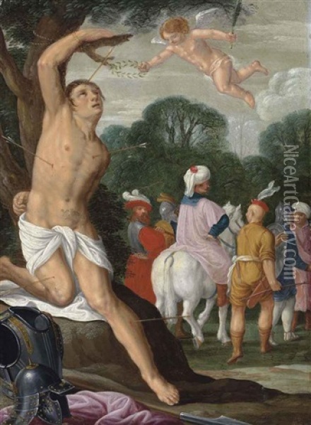 The Martyrdom Of Saint Sebastian Oil Painting - Johann (Hans) Konig