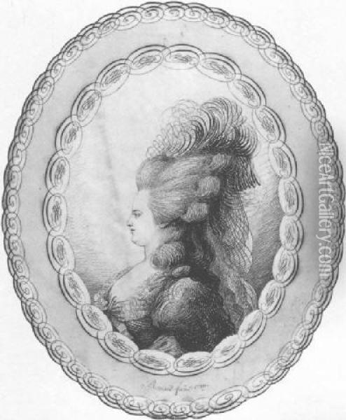 Portrait Of Marie Antoinette, Head And Shoulders, In Profile Oil Painting - Jean-Joseph Bernard