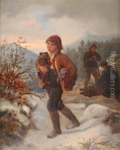 Bjornejegere Oil Painting - Adolph Tidemand