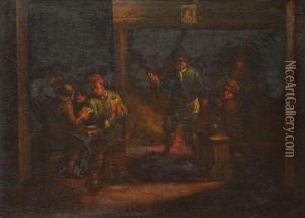 Figures In A Taverninterior Oil Painting - David The Younger Teniers