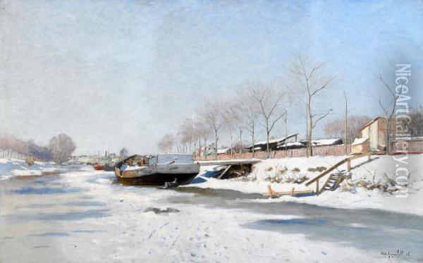 Vinterdag Pa Fyrisan - Motiv Fran Uppsala Oil Painting - Wilhelm von Gegerfelt