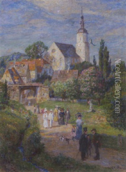 Sonntagsspaziergang Zur Maienzeit Oil Painting - Wilhelm Georg Ritter