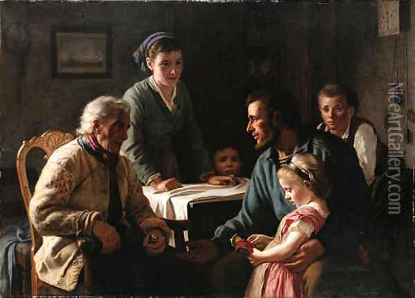 A family gathering Oil Painting - Wenzel Tornoe