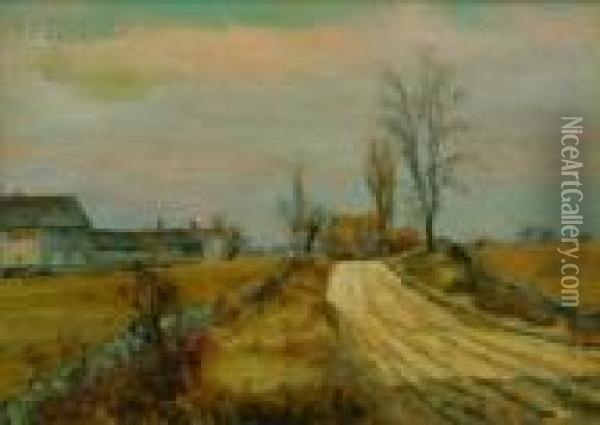 Road To The Barn, Autumn Oil Painting - Charles Franklin Pierce