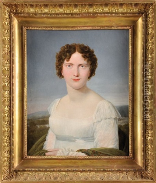 La Vicomtesse De La Rochenegly, Nee Catherine Eleonore De Chateauneuf-randon Oil Painting - Fortune Dufau