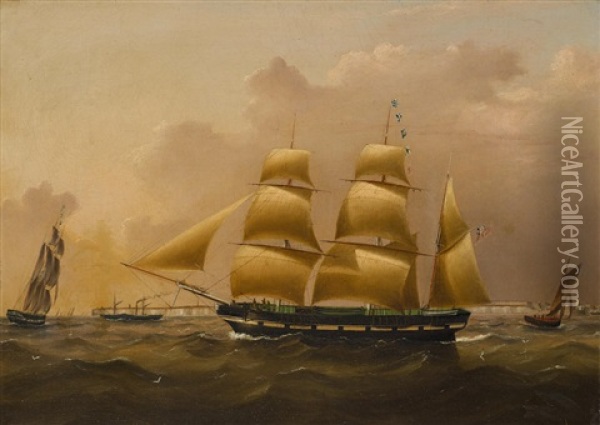 A British Barque In The Channel Off Dover Oil Painting - John Murday