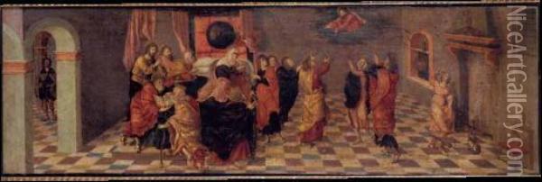 L'apparizione Di Cristo Alla Vergine E Agli Apostoli Oil Painting - Nicoloursino V. Ii Giolfino