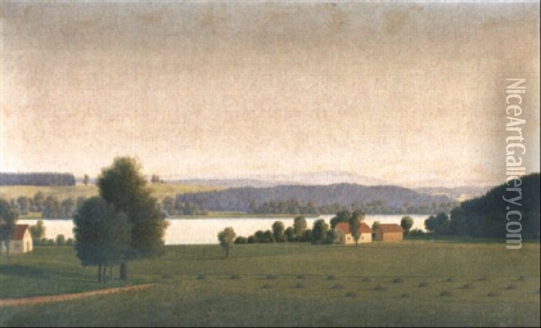 Landschaft Am Waginger See Oil Painting - Georg Schrimpf