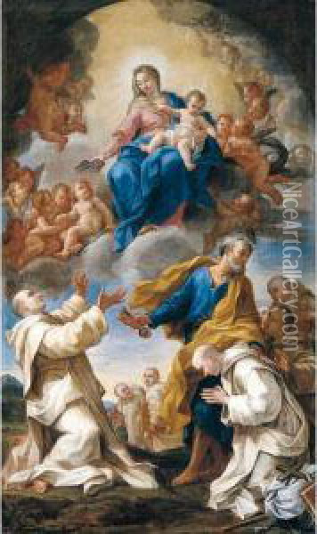 The Vision Of Saint Bruno Oil Painting - Giovanni Odosi Odazzi