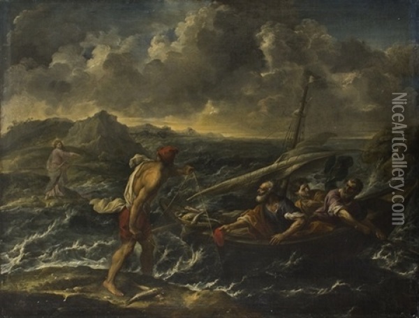 Vocazione Di Pietro E Andrea (la Pesca Miracolosa) Oil Painting - Abraham Brueghel