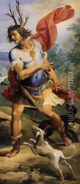 Diana and Actaeon (detail 2) 1603-06 Oil Painting - Giuseppe Cesari
