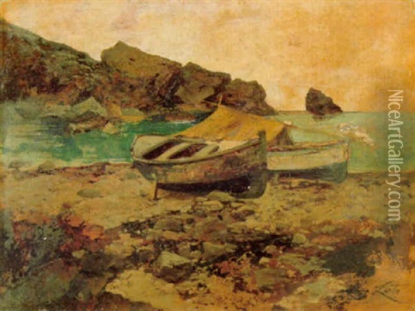 Barche In Secco Oil Painting - Antonino Leto