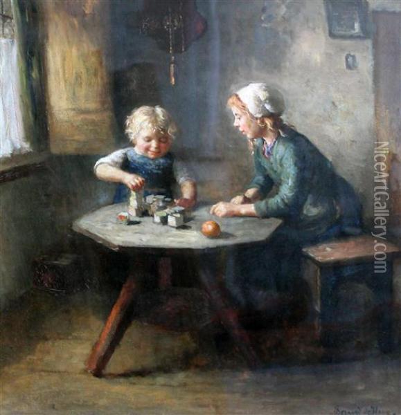 At Play Oil Painting - Bernard Johann De Hoog