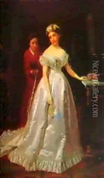 Wedding Dress Oil Painting - John George Brown