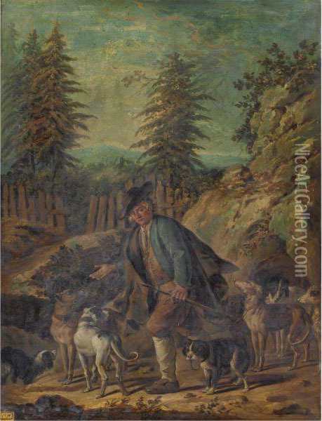 Viandante Con Cani Oil Painting - Francesco Celebrano