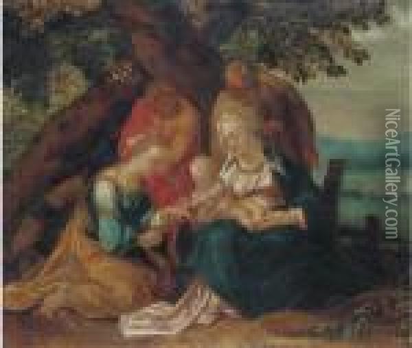 The Mystic Marriage Of Saint Catherine Oil Painting - Hans Rottenhammer
