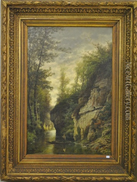 Souvenir De La Lesse Oil Painting - Gerard Joseph Adrian van Luppen