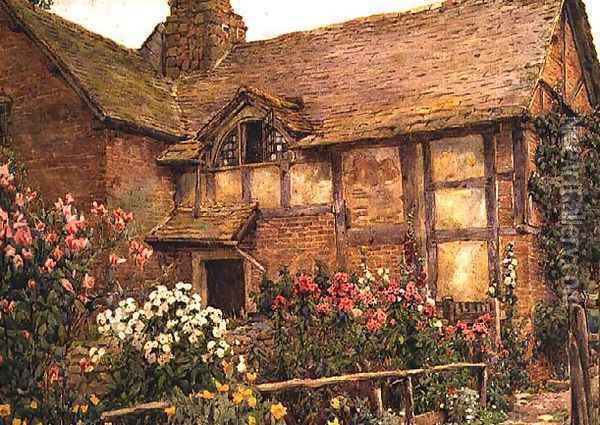A Cottage garden in Cholstry Oil Painting - Ernest Arthur Rowe