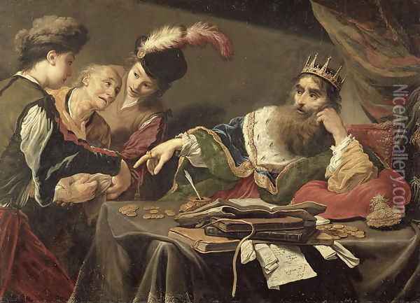 Croesus Receiving a Tribute from a Lydian Peasant, 1629 Oil Painting - Claude Vignon