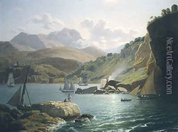 A View of the Shore of Vietri Sul Mare and the Village of Raito, in the Gulf of Salerno, 1799 Oil Painting - Ramsay Richard Reinagle