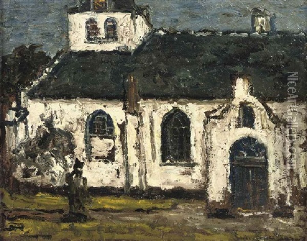White Church, Batenburg Oil Painting - Suze Bisschop-Robertson