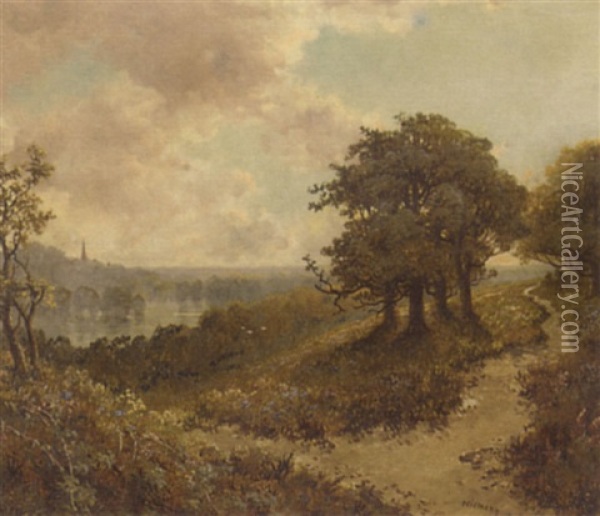An Extensive River Landscape Oil Painting - Edward H. Niemann