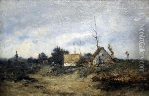 [village En Campine] Oil Painting - Joseph Van Genegen