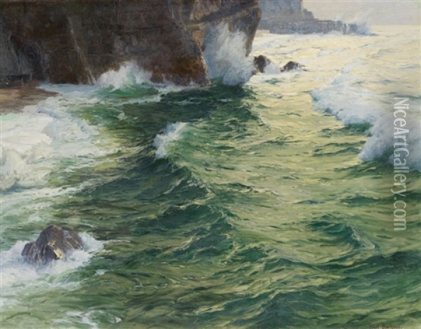 Steilkuste Auf Capri Oil Painting - Karl Theodor Boehme