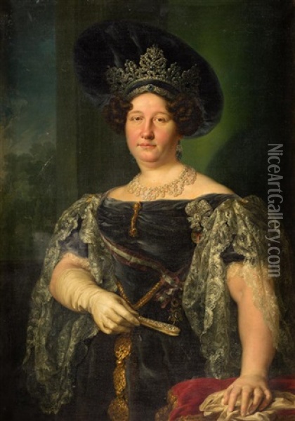 Retrato De Maria Isabel De Borbon, Reina De Las Dos Sicilias Oil Painting - Vicente Lopez y Portana