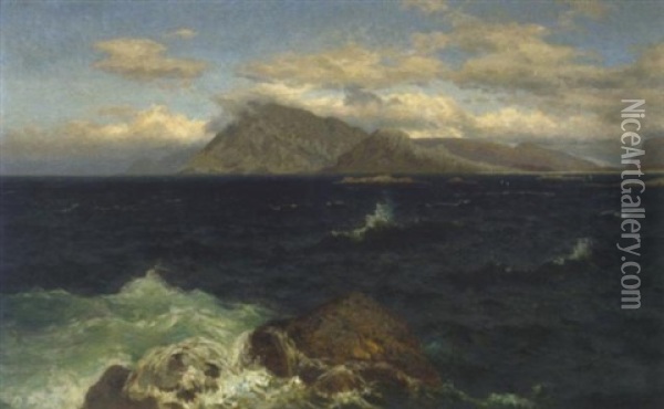 Blick Auf Die Lofoten Oil Painting - Julius Friedrich Ludwig Runge