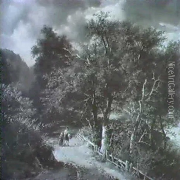 Romantische Waldlandschaft Bei Aufziehendem Wetter Oil Painting - Remigius Adrianus van Haanen