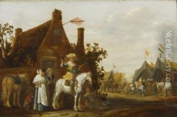 Cavaliers Devant L'auberge Oil Painting - Abraham van der Hoef