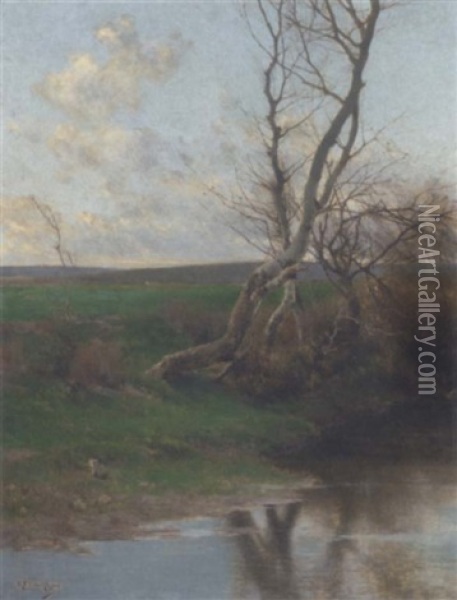Birch Trees On The Riverbank Oil Painting - Emilio Sanchez-Perrier