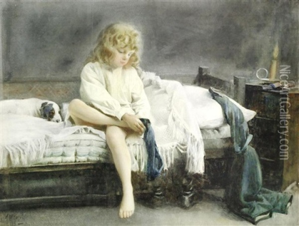 Bedtime Oil Painting - Alexander M. Rossi
