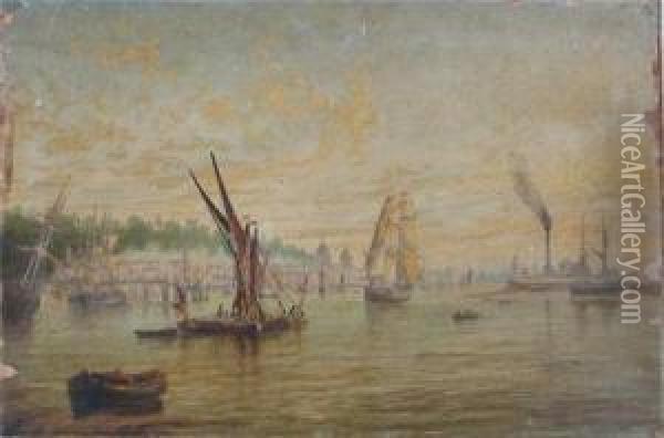 View Of The Thames At Greenwich Oil Painting - Francis Maltino