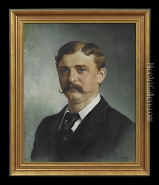 Portrait Of Edward Boisseau, The Artist's Son Oil Painting - Alfred W. Boisseau
