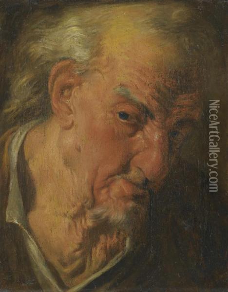 A Head Study Of A Bearded Old Man Looking Left Oil Painting - Gaspare Traversi