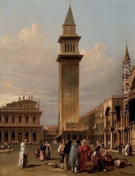 Vue De La Place Saint Marc A Venise Oil Painting - Edward Pritchett