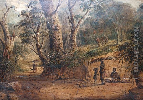 Africans On A Track Oil Painting - Frederick Timpson I'Ons