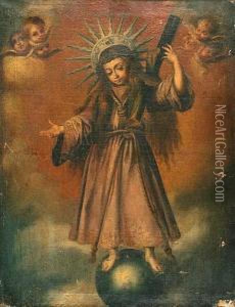 Christ As Salvator Mundi Oil Painting - Miguel Cabrera