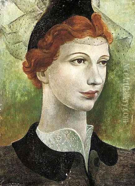 Portrait of a lady with red hair Oil Painting - French School
