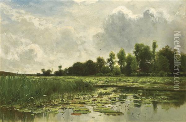 The Lily Pond Oil Painting - Charles Harry Eaton