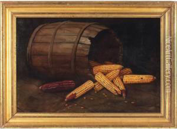 Barrel And Corn Oil Painting - Alfred Montgomery