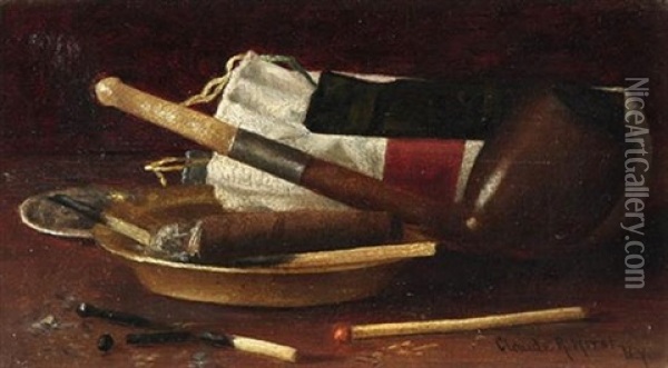 Still Life With Pipe And Cigar Oil Painting - Claude Raguet Hirst